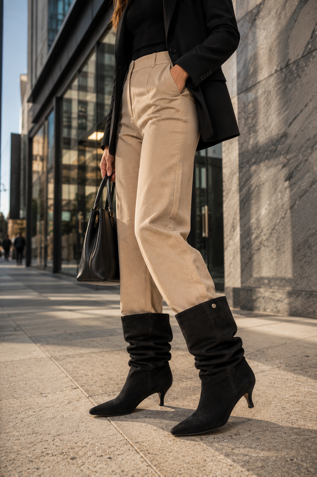 Bota Caroline · Negro Gamuza