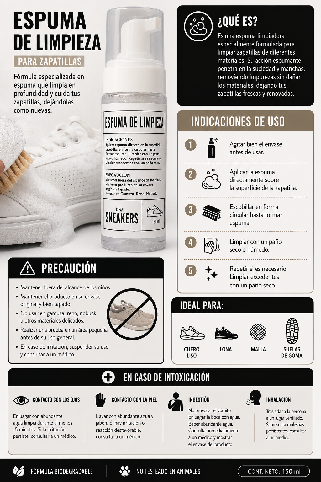 Espuma de Limpieza para Zapatillas – Clean Sneakers.