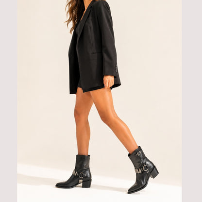 Botin  Avery Black - Cuero Metal