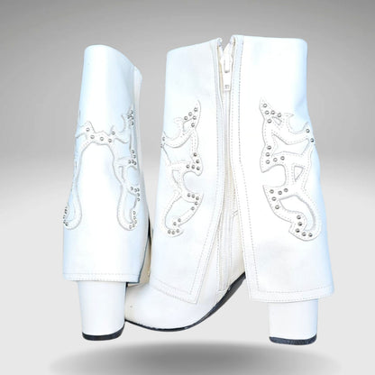 Bota Cuero Vocher texana Blanco y Negro.