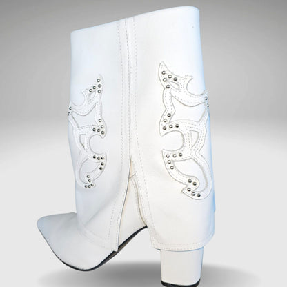 Bota Cuero Vocher texana Blanco y Negro.