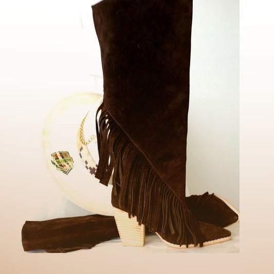 Bota Stella Flecos Chocolate - Gamuza.