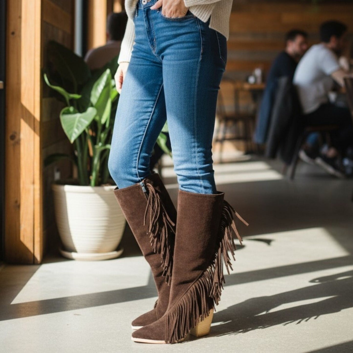 Bota Stella Flecos Chocolate - Gamuza.