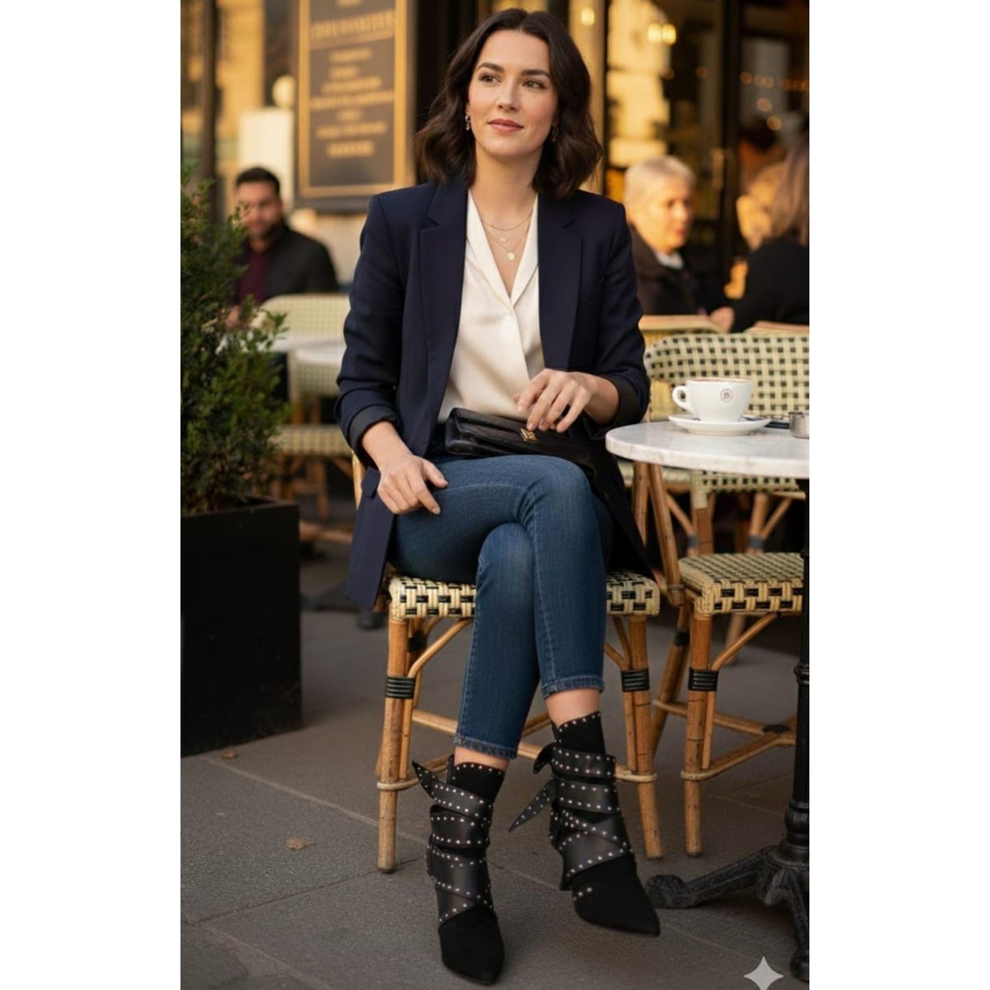 Botines Negros Lazos Paris.