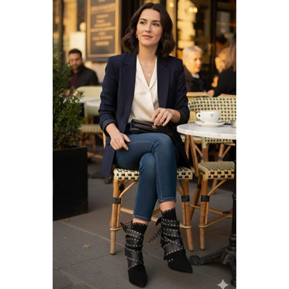 Botines Negros Lazos Paris.