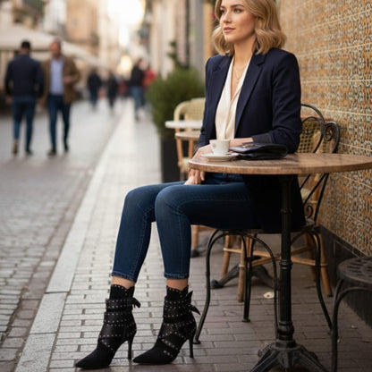 Botines Negros Lazos Paris.