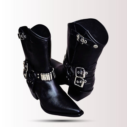 Botin  Avery Black - Cuero Metal