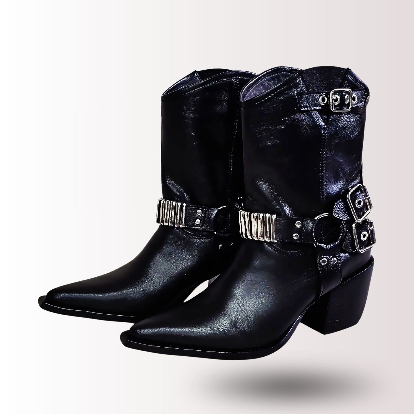 Botin  Avery Black - Cuero Metal