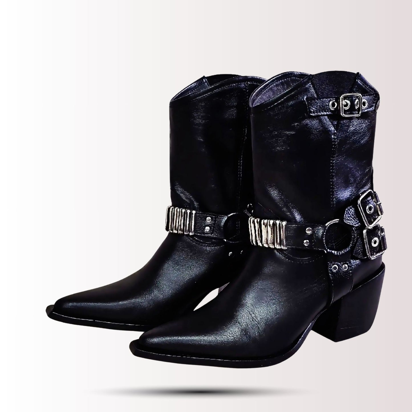 Botin  Avery Black - Cuero Metal