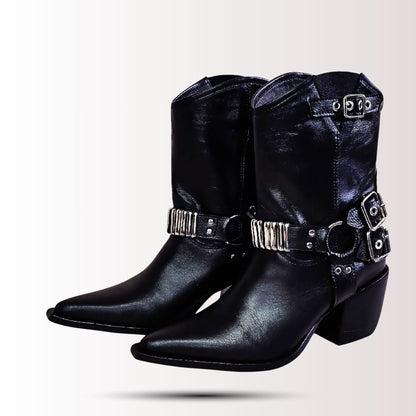 Botin  Avery Black - Cuero Metal