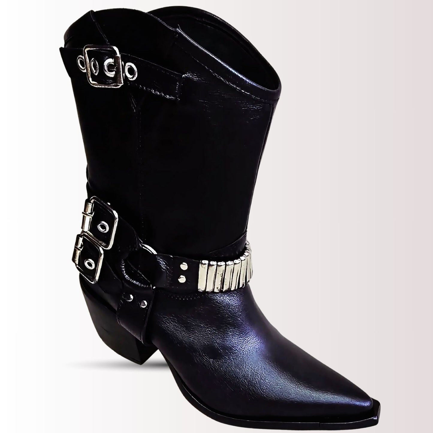 Botin  Avery Black - Cuero Metal
